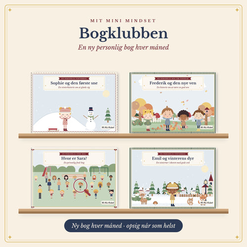 Book Club: four personalized books on a bookshelf